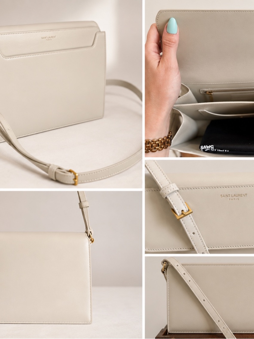 Saint Laurent 2019 Catherine White Leather Shoulder Bag YSL